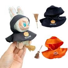Load image into Gallery viewer, Halloween Pumpkin Cape +Broom Set For 17cm Labubu Doll Clothes Fashion Doll Pumpkin Cloak with Broom Dolls Accessories
