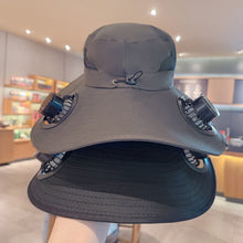 Load image into Gallery viewer, Outdoor Large Brim Bucket Hat With Fan Solar And USB Dual Power Supply UV-Resistant Mountain Climbing And Fishing Sunhat
