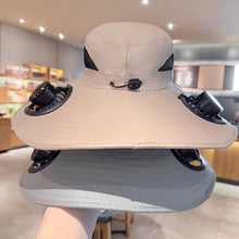 Load image into Gallery viewer, Outdoor Large Brim Bucket Hat With Fan Solar And USB Dual Power Supply UV-Resistant Mountain Climbing And Fishing Sunhat
