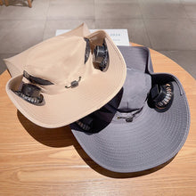 Load image into Gallery viewer, Outdoor Large Brim Bucket Hat With Fan Solar And USB Dual Power Supply UV-Resistant Mountain Climbing And Fishing Sunhat
