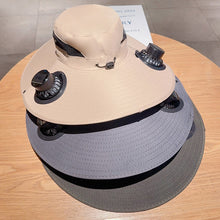 Load image into Gallery viewer, Outdoor Large Brim Bucket Hat With Fan Solar And USB Dual Power Supply UV-Resistant Mountain Climbing And Fishing Sunhat

