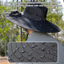 Load image into Gallery viewer, Outdoor Large Brim Bucket Hat With Fan Solar And USB Dual Power Supply UV-Resistant Mountain Climbing And Fishing Sunhat
