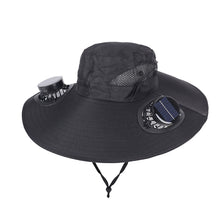 Load image into Gallery viewer, Outdoor Large Brim Bucket Hat With Fan Solar And USB Dual Power Supply UV-Resistant Mountain Climbing And Fishing Sunhat
