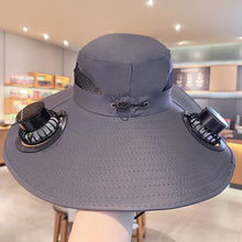 Load image into Gallery viewer, Outdoor Large Brim Bucket Hat With Fan Solar And USB Dual Power Supply UV-Resistant Mountain Climbing And Fishing Sunhat
