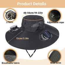 Load image into Gallery viewer, Outdoor Large Brim Bucket Hat With Fan Solar And USB Dual Power Supply UV-Resistant Mountain Climbing And Fishing Sunhat
