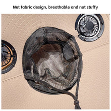 Load image into Gallery viewer, Outdoor Large Brim Bucket Hat With Fan Solar And USB Dual Power Supply UV-Resistant Mountain Climbing And Fishing Sunhat
