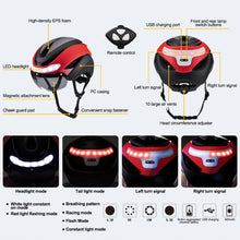 Load image into Gallery viewer, Adult Cycling Bike Helmets Magnetic Goggles Visor with Rechargeable LED Light Night Breathable Helmet Safety for MTB Bicycle Helmet
