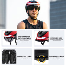 Load image into Gallery viewer, Adult Cycling Bike Helmets Magnetic Goggles Visor with Rechargeable LED Light Night Breathable Helmet Safety for MTB Bicycle Helmet
