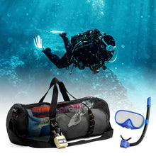 Load image into Gallery viewer, Large Capacity Cylinder Beach Bag Portable Mesh Hollowed-out Travel Handbag Storage Bag Multi-purpose Gym Swimming Gear Organizing Bag
