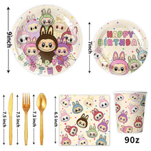 Load image into Gallery viewer, Labubu Outdoor Camping Disposable Tableware Birthday Party Decoration Atmosphere Supplies
