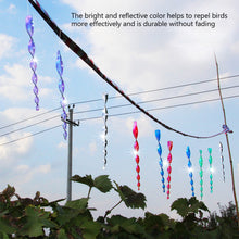 Load image into Gallery viewer, 10Pcs Bird Repeller Spiral Rotating Rod Reflective Wind Deterrent Control Device Agricultural Scare Bird Garden Ornaments Decor
