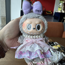 Load image into Gallery viewer, For 17cm Labubu Necklace Bow Doll Children Dress Headwear Overalls T-shirt Sweater Hat Set Cartoon Messenger Bag

