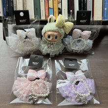 Load image into Gallery viewer, For 17cm Labubu Plush Cloth Doll Clothes Pearl Bow Necklace Lace Skirt Doll Dress Hat Set Cartoon Messenger Bag
