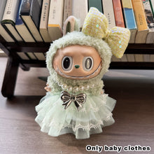 Load image into Gallery viewer, For 17cm Labubu Plush Cloth Doll Clothes Pearl Bow Necklace Lace Skirt Doll Dress Hat Set Cartoon Messenger Bag

