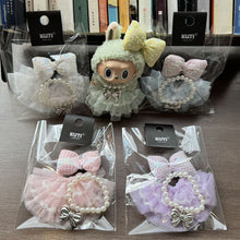 Load image into Gallery viewer, For 17cm Labubu Plush Cloth Doll Clothes Pearl Bow Necklace Lace Skirt Doll Dress Hat Set Cartoon Messenger Bag
