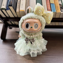 Load image into Gallery viewer, For 17cm Labubu Plush Cloth Doll Clothes Pearl Bow Necklace Lace Skirt Doll Dress Hat Set Cartoon Messenger Bag
