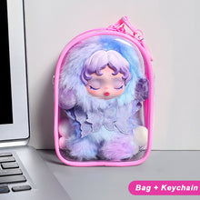 Load image into Gallery viewer, For 17cm Labubu V2 V3 15cm Cotton Doll Skull Panda Outfit Crossbody Pain Bag PVC Storage Bag Dolls Display Bag
