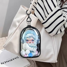 Load image into Gallery viewer, For 17cm Labubu V2 V3 15cm Cotton Doll Skull Panda Outfit Crossbody Pain Bag PVC Storage Bag Dolls Display Bag
