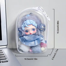 Load image into Gallery viewer, For 17cm Labubu V2 V3 15cm Cotton Doll Skull Panda Outfit Crossbody Pain Bag PVC Storage Bag Dolls Display Bag
