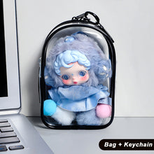 Load image into Gallery viewer, For 17cm Labubu V2 V3 15cm Cotton Doll Skull Panda Outfit Crossbody Pain Bag PVC Storage Bag Dolls Display Bag
