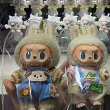 Load image into Gallery viewer, 1Pc For 17cm Labubu Mystery Box Storage Case Ornaments Organizer Box Plush Dolls Display Bag With Silicone Keychain
