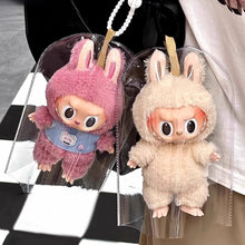 Load image into Gallery viewer, 1Pc For 17cm Labubu Mystery Box Storage Case Ornaments Organizer Box Plush Dolls Display Bag With Silicone Keychain
