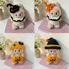 Load image into Gallery viewer, Miniature Halloween Hand-knitted Doll Costume with Hat for 17cm Labubu Cute DIY Doll Clothes Lovely Outfit Gifts for Girls Kids
