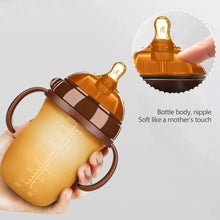 Load image into Gallery viewer, Antibacterial Nano Silicone Baby Bottle with Anti-Colic Straw &amp; Easy Grip Handle Breast-Like Soft Easy Clean Simulates Breastfeeding Babies Essential
