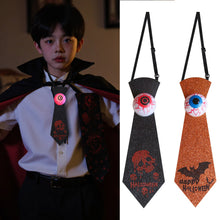 Load image into Gallery viewer, Halloween Eyeball Glow Tie Spooky Light Up Bat Shape Creepy Halloween Dance Party Decor Glow Eyeball Necktie Kids/Adults Halloween Accessory
