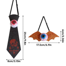 Load image into Gallery viewer, Halloween Eyeball Glow Tie Spooky Light Up Bat Shape Creepy Halloween Dance Party Decor Glow Eyeball Necktie Kids/Adults Halloween Accessory
