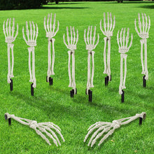 Load image into Gallery viewer, Halloween Realistic Skeleton Hand Ground Stake Light Up Foldable Reusable Halloween Bone Prop Cemetery Skeleton Hand Yard Decoration
