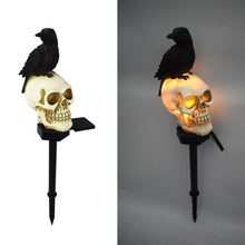 Load image into Gallery viewer, Solar Halloween Pumpkin Light Skull Garden Stake Resin Spooky Creepy Solar Lawn Figure Decorative Solar Garden Stakes
