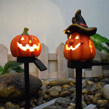 Load image into Gallery viewer, Solar Halloween Pumpkin Light Skull Garden Stake Resin Spooky Creepy Solar Lawn Figure Decorative Solar Garden Stakes
