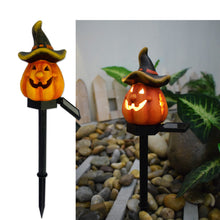 Load image into Gallery viewer, Solar Halloween Pumpkin Light Skull Garden Stake Resin Spooky Creepy Solar Lawn Figure Decorative Solar Garden Stakes
