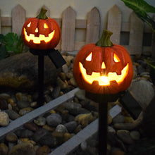 Load image into Gallery viewer, Solar Halloween Pumpkin Light Skull Garden Stake Resin Spooky Creepy Solar Lawn Figure Decorative Solar Garden Stakes
