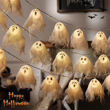 Load image into Gallery viewer, 2025 Halloween LED Ghost String Lights Flickering Pumpkin Lights Battery Easy Hang Decorative Pumpkin Indoor/Outdoor Halloween Porch Decor
