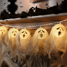 Load image into Gallery viewer, 2025 Halloween LED Ghost String Lights Flickering Pumpkin Lights Battery Easy Hang Decorative Pumpkin Indoor/Outdoor Halloween Porch Decor
