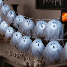 Load image into Gallery viewer, 2025 Halloween LED Ghost String Lights Flickering Pumpkin Lights Battery Easy Hang Decorative Pumpkin Indoor/Outdoor Halloween Porch Decor
