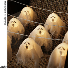 Load image into Gallery viewer, 2025 Halloween LED Ghost String Lights Flickering Pumpkin Lights Battery Easy Hang Decorative Pumpkin Indoor/Outdoor Halloween Porch Decor
