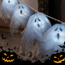 Load image into Gallery viewer, 2025 Halloween LED Ghost String Lights Flickering Pumpkin Lights Battery Easy Hang Decorative Pumpkin Indoor/Outdoor Halloween Porch Decor
