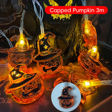Load image into Gallery viewer, Halloween LED String Lights Flickering Pumpkin Lights Battery Easy Hang Decorative Pumpkin Indoor/Outdoor Halloween Porch Decor
