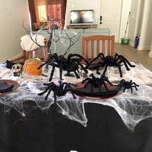 Load image into Gallery viewer, Giant Halloween Spider Decor Realistic Scary Prank Jumbo Fluffy Spider Creepy Crawler Halloween Party/Haunted House/Bar Scare Spider Decor
