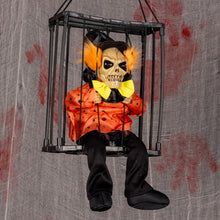 Load image into Gallery viewer, Halloween Hanging Ghost Toy with Motion Sensor &amp; LED Eyes Scary Prisoner Cage Ghost Battery Voice Activated Eerie Screams Zombie Decoration
