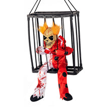 Load image into Gallery viewer, Halloween Hanging Ghost Toy with Motion Sensor &amp; LED Eyes Scary Prisoner Cage Ghost Battery Voice Activated Eerie Screams Zombie Decoration
