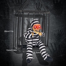 Load image into Gallery viewer, Halloween Hanging Ghost Toy with Motion Sensor &amp; LED Eyes Scary Prisoner Cage Ghost Battery Voice Activated Eerie Screams Zombie Decoration
