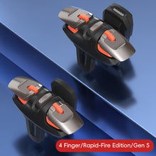 Load image into Gallery viewer, 1Pair PUBG 5th/6th Gen Gaming Triggers 4/6 Finger Auto Rapid Fire Buttons Pulse Frequency Recoil Control Grips Mobile Phone Game Accessory
