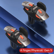 Load image into Gallery viewer, 1Pair PUBG 5th/6th Gen Gaming Triggers 4/6 Finger Auto Rapid Fire Buttons Pulse Frequency Recoil Control Grips Mobile Phone Game Accessory
