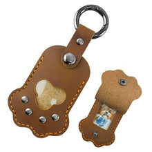 Load image into Gallery viewer, Paw Print Fur&amp;Photo Keepsake Leather Pet Memorial Keychain Cherish Unique Pet Memorial Item Cat/Dog Accessory Rainbow Bridge Pet Gift
