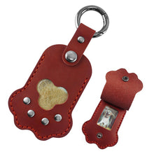 Load image into Gallery viewer, Paw Print Fur&amp;Photo Keepsake Leather Pet Memorial Keychain Cherish Unique Pet Memorial Item Cat/Dog Accessory Rainbow Bridge Pet Gift
