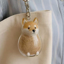 Load image into Gallery viewer, 1 Kawaii Dog Hair Storage Box Puppy Transparent Pet Hair Keepsake Pendant for Pet Memorial Healing Pendant Cat/Dog Lover Keyring Accessory
